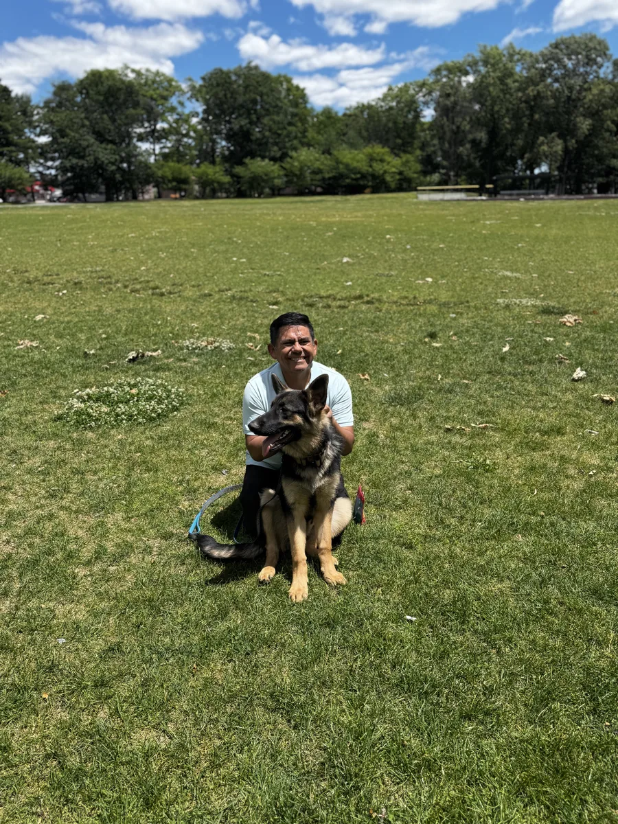 Mitchell coaching a private dog training session
